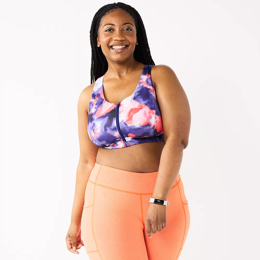 Plus Size Tek GearĀ® Zip-Front Medium Impact Sports Bra - Image 10