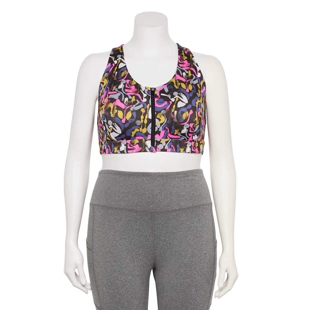 Plus Size Tek GearĀ® Zip-Front Medium Impact Sports Bra