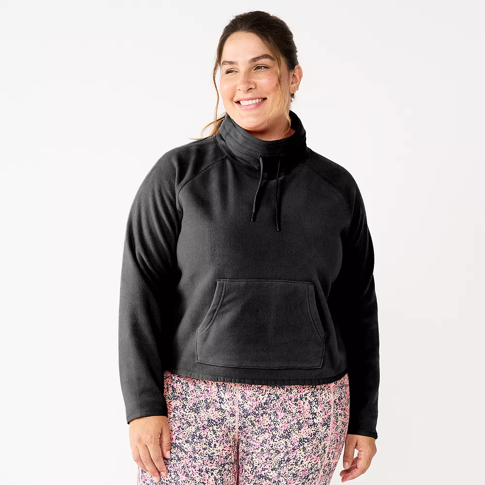 Plus Size Tek GearĀ® Microfleece Crop Cowlneck Sweatshirt - Image 3